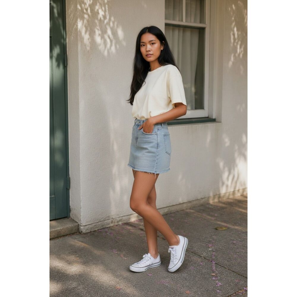 Vintage Wish List Jeans light wash denim mini skirt size Medium